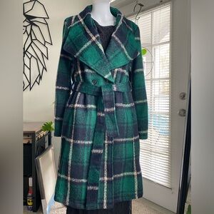 Solitaire Green and Black Plaid Coat